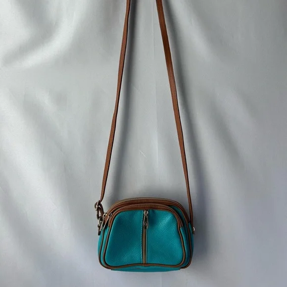 Valentina Teal/turquoise Leather Crossbody Bag - Picture 3 of 9